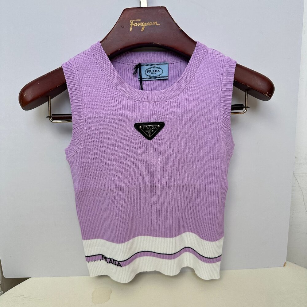 Prada Lavender and White Ribbed Knit. NWT